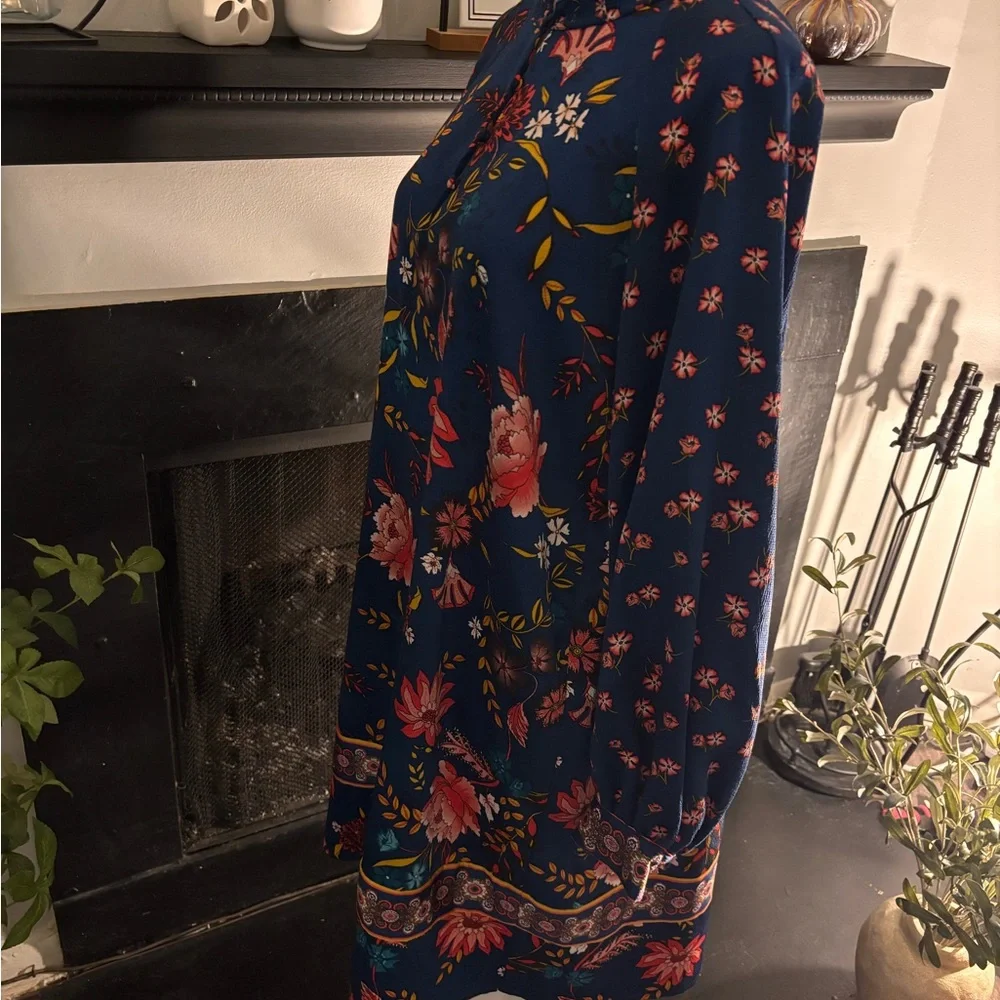 LOFT Iconic Blue Floral Long Sleeve Dress - Picture 5 of 14